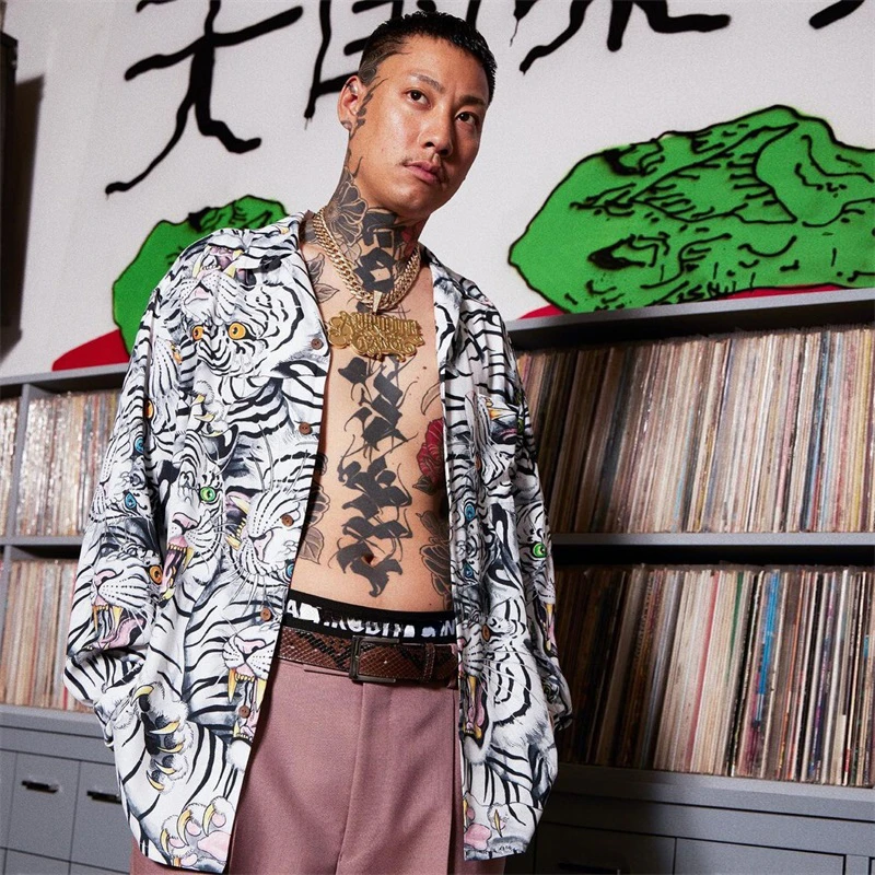 WACKO MARIA Hawaiian Shirt Oversize Japanese Full Print Tiger Men Women 1:1 Long Sleeve Shirt
