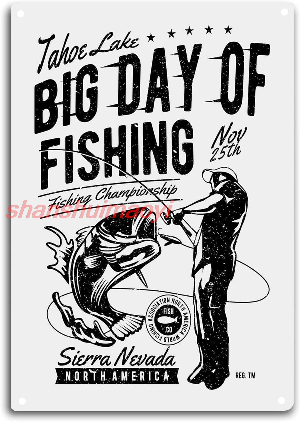 Большой День Рыбалки Оловянная Вывеска Комната Стена Окно Декор Рыбак Забавная