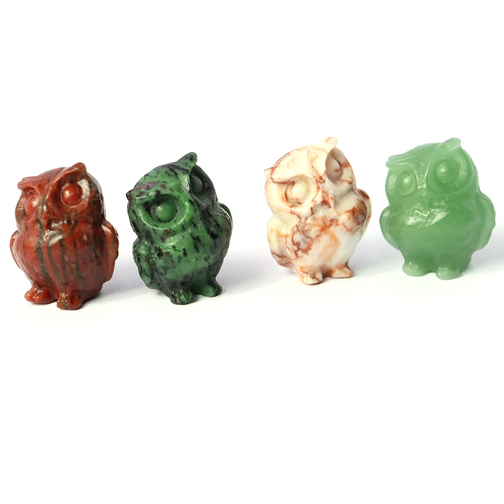 

35mm Owl Small Figurine Natural Stone Healing Crystals Miniature Animal Figure Decoration Fairy Garden Aquarium Fish Tank Craft