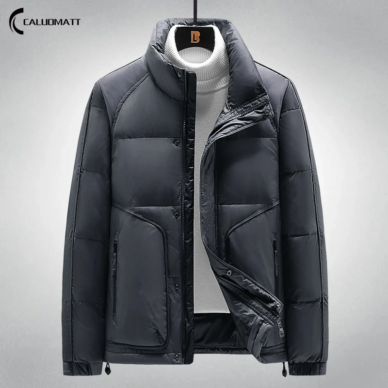 

Men's Thicken Warm Down Jackets Male White Duck Down Coats Winter Man Casual Stand Collar Outerwear Windbreaker Parkas Clothes