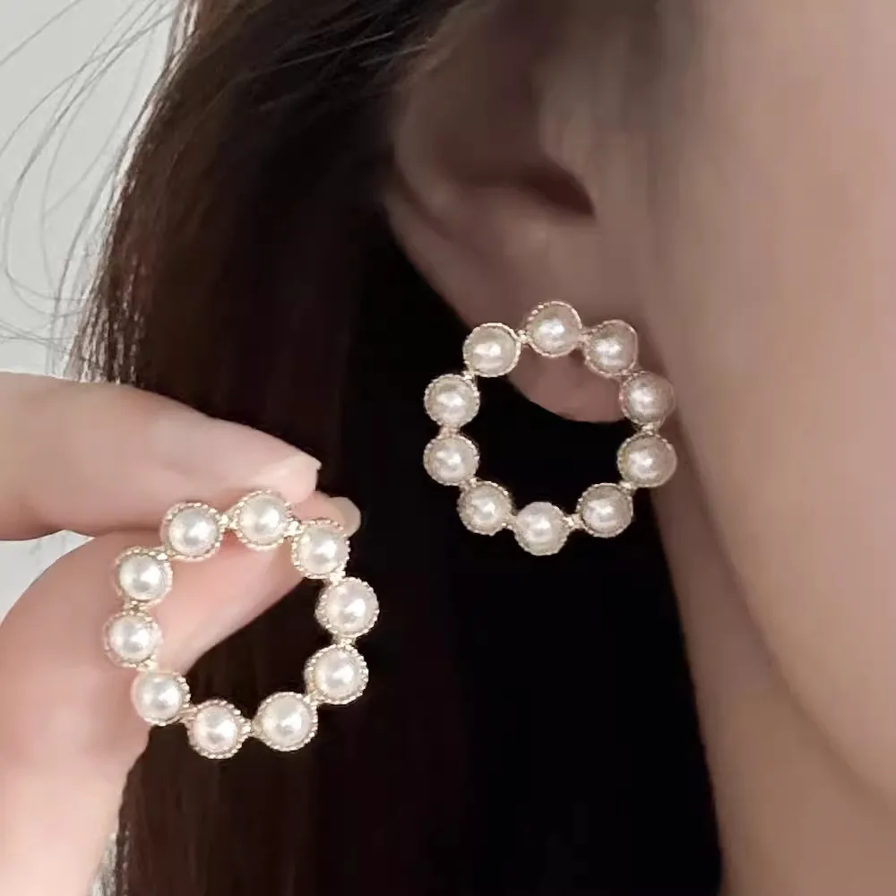 Модные серьги-гвоздики со стразами для женщин геометрические круглые серьги из