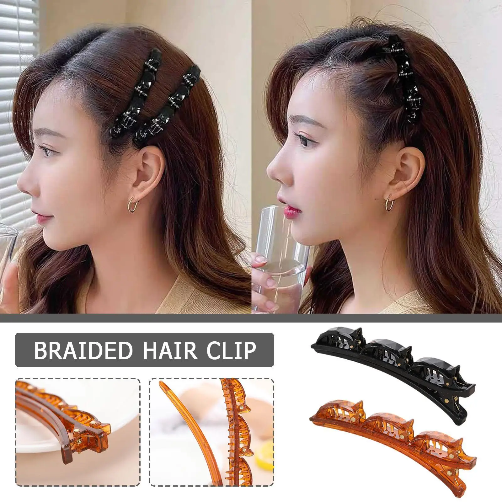

Sparkling Crystal Stone Braided Hair Clips Hairpins Sweet Hair Decorate Clips Bangs Hold Barrettes Headband Fashion Hair Accesso