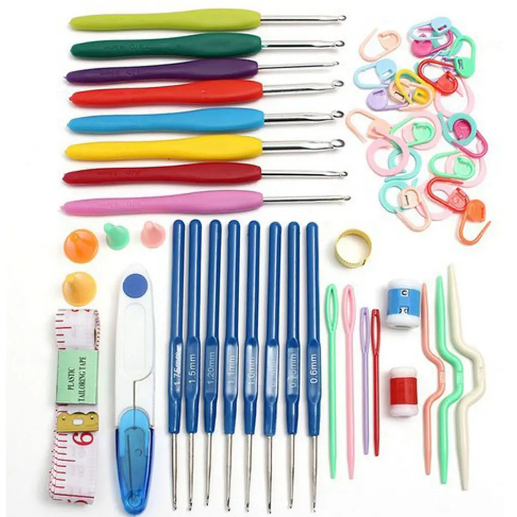 

Crochet Tool Set Metal Knitting Hook Needle Color Weaving Yarn Tool Kit Handicraft DIY Supplies