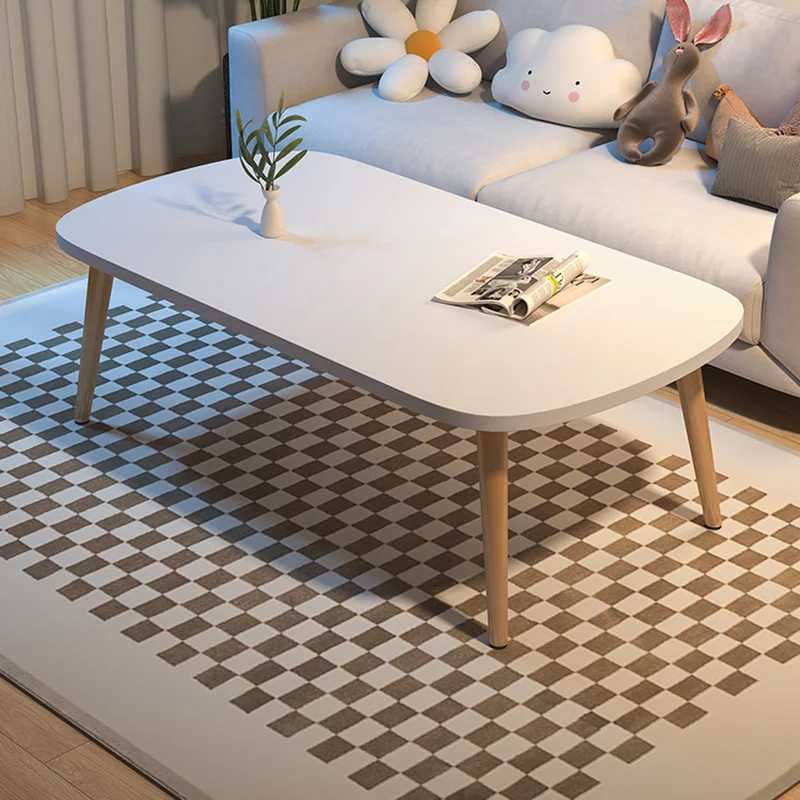 

Fashion Unique Minimalist Tea Table Living Room Nordic Luxury Small Space Coffee Table Home Wooden Legs Salontafel Ornaments