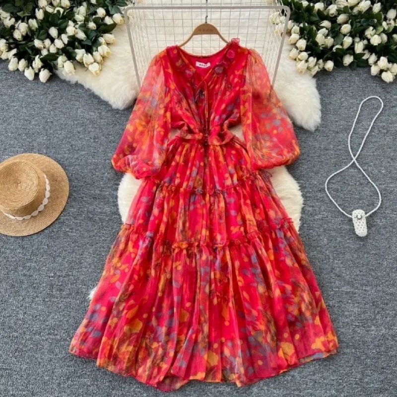 Элегантное легкое платье во французском стиле для женщин осень 2024 новое