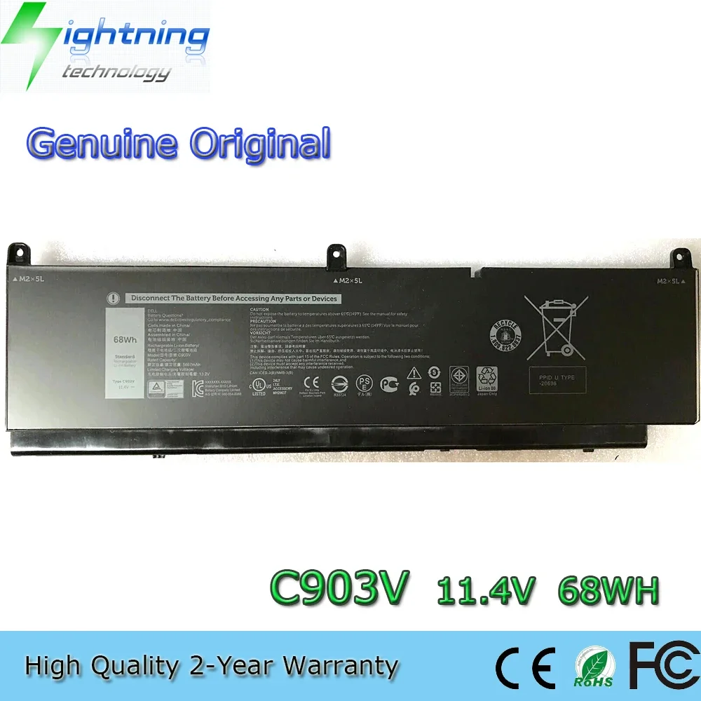 Новый оригинальный аккумулятор для ноутбука C903V 11 4 В 68 Втч Dell Precision 7550 7750 Series 447VR