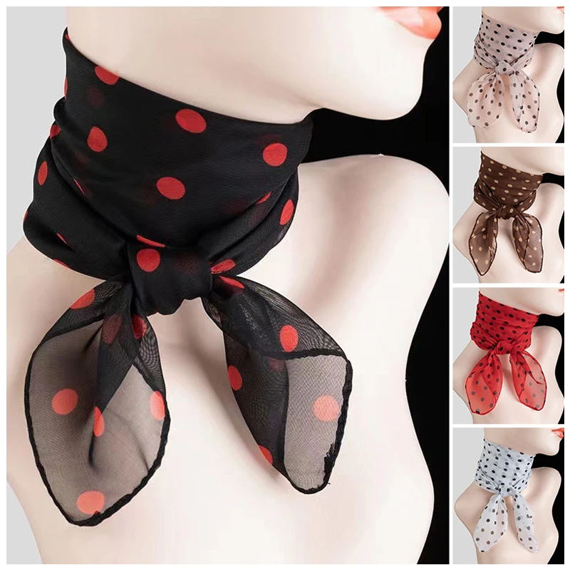 

Summer Chiffon Polka Dot Scarf For Woman Square Scarf Fashion Scarfs Sun-proof Handkerchief Beach Vacation Accessories Scarves