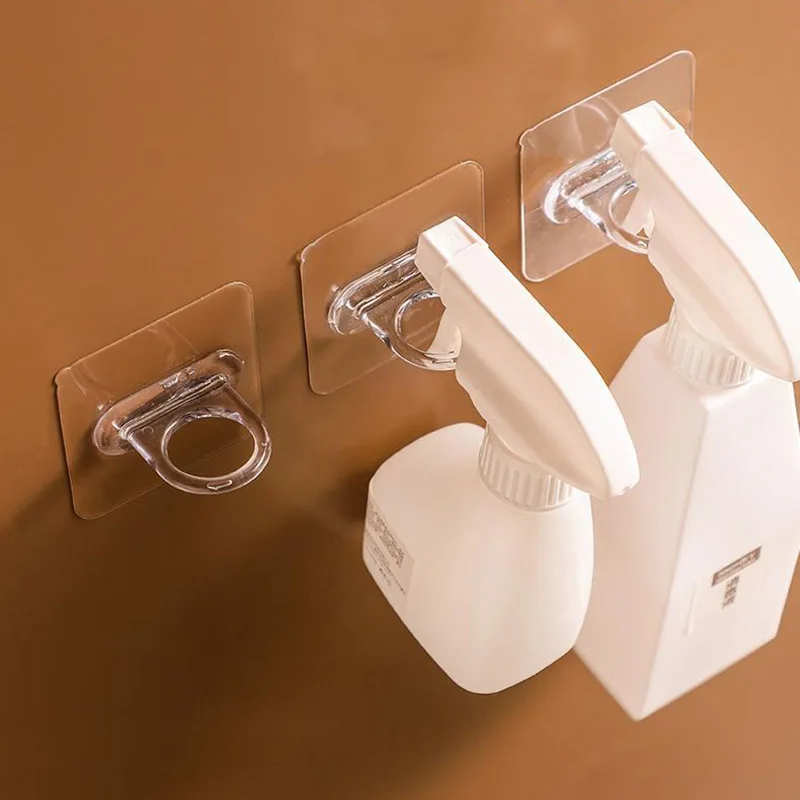 

Transparent Ring Sticky Hook Round Self Adhesive Curtain Rod Holder Wall Mounted Spray Bottle Hooks Bathroom Kitchen Organizer