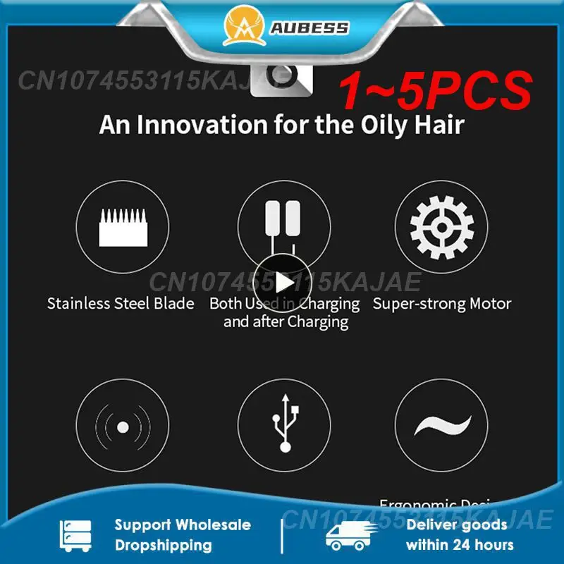 

1~5PCS Ckeyin Electric Hair Clipper Rechargeable Beard Trimmer Men Kids Barber Hair Cutting Machine Razor Cordless 0mm T-blade