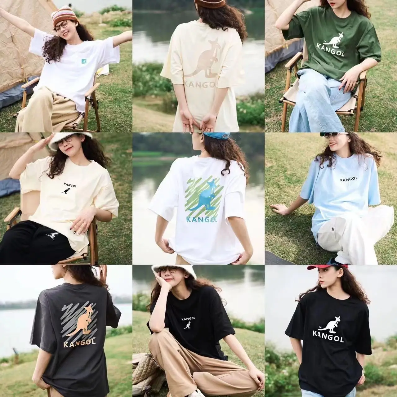 

KANGOL Kangaroo top Letter casual all-match vintage T-shirt hipster male and female couples with short sleeves