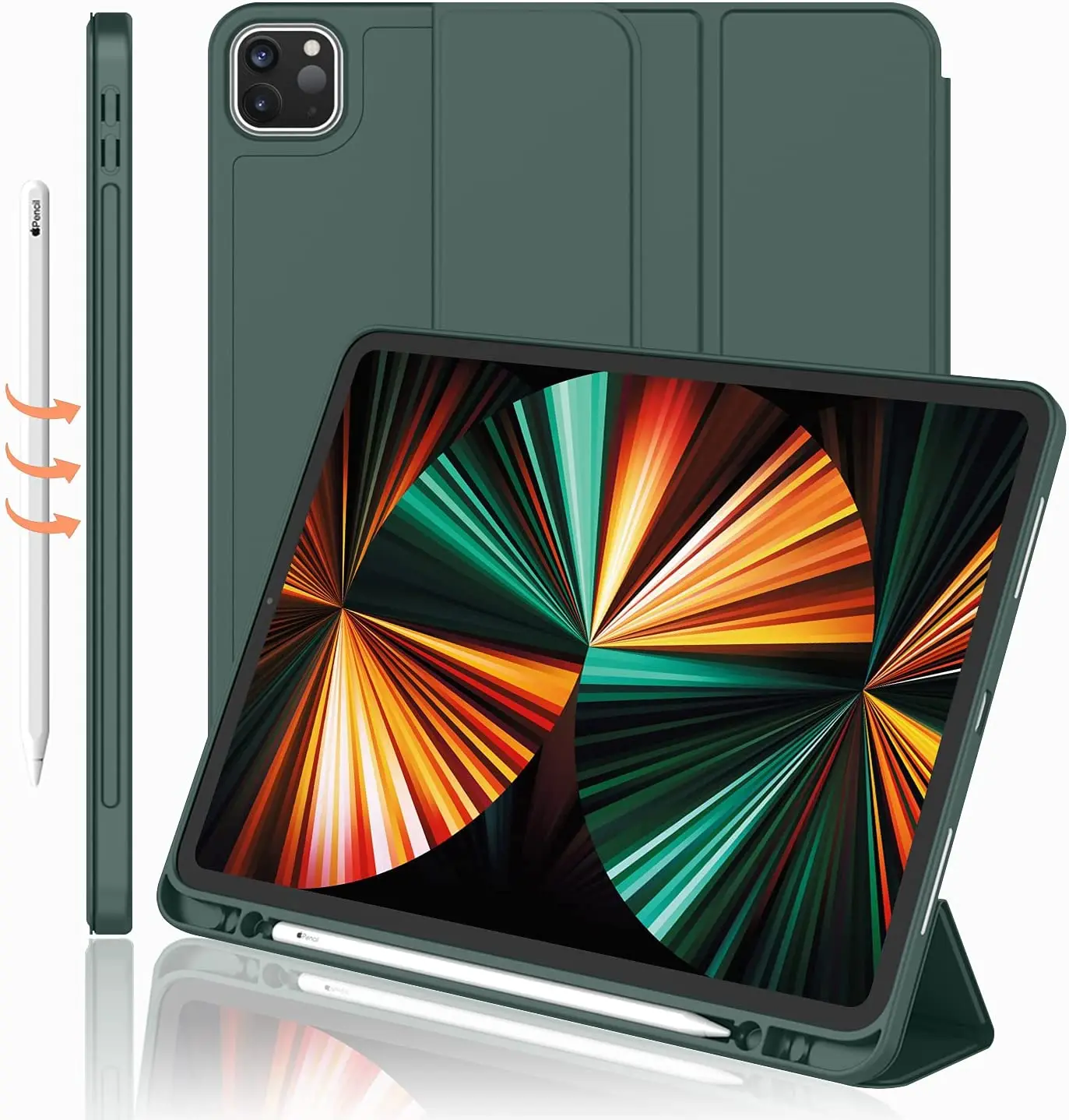 

Tablet Case for iPad Pro 12.9 2020 with Pencil Holder Silicone Cover For iPad Pro 12.9 Case 2021 5th Generation A2378 A2461A2379