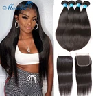 Перуанские прямые волосы Moxika, пряди с застежкой, человеческие волосы, 3 пряди с передними прямыми волосами, пряди с 13*4 передними Реми