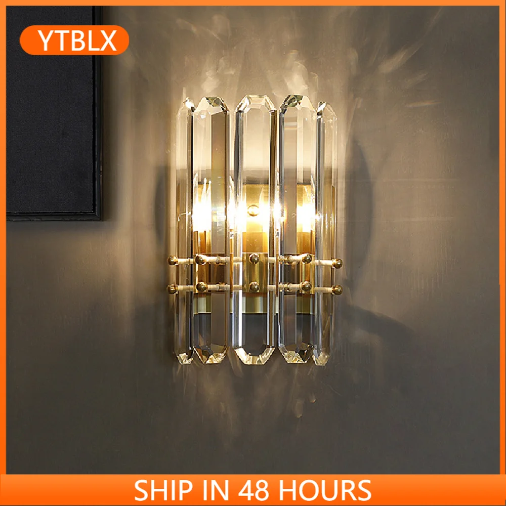 

Luxury American Post Modern Led Wall Lamp Lustre K9 Crystal Led Wall Light Living Room Luminarias Sconce Bedroom Lamparas Lamp