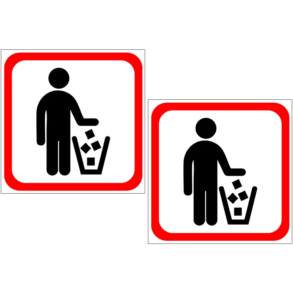 

2 Pcs Garbage Bin Stickers Label Sticker Trash Bin Labels Trash Can Warning Sign Labeling Stickers