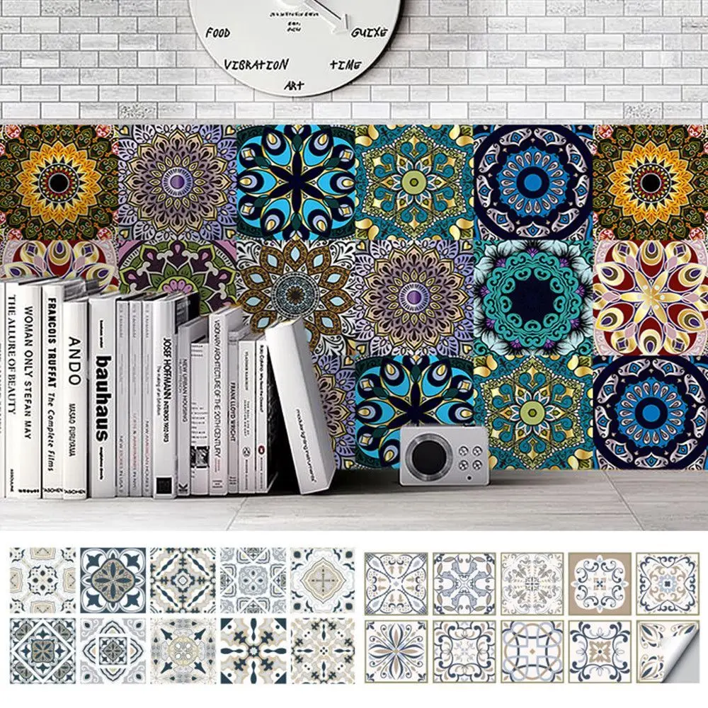 

Decals Self Adhesive Waterproof Home Kitchen Decoration Decorative Wall Stickers Moroccan Tile Stickers Mandala Style