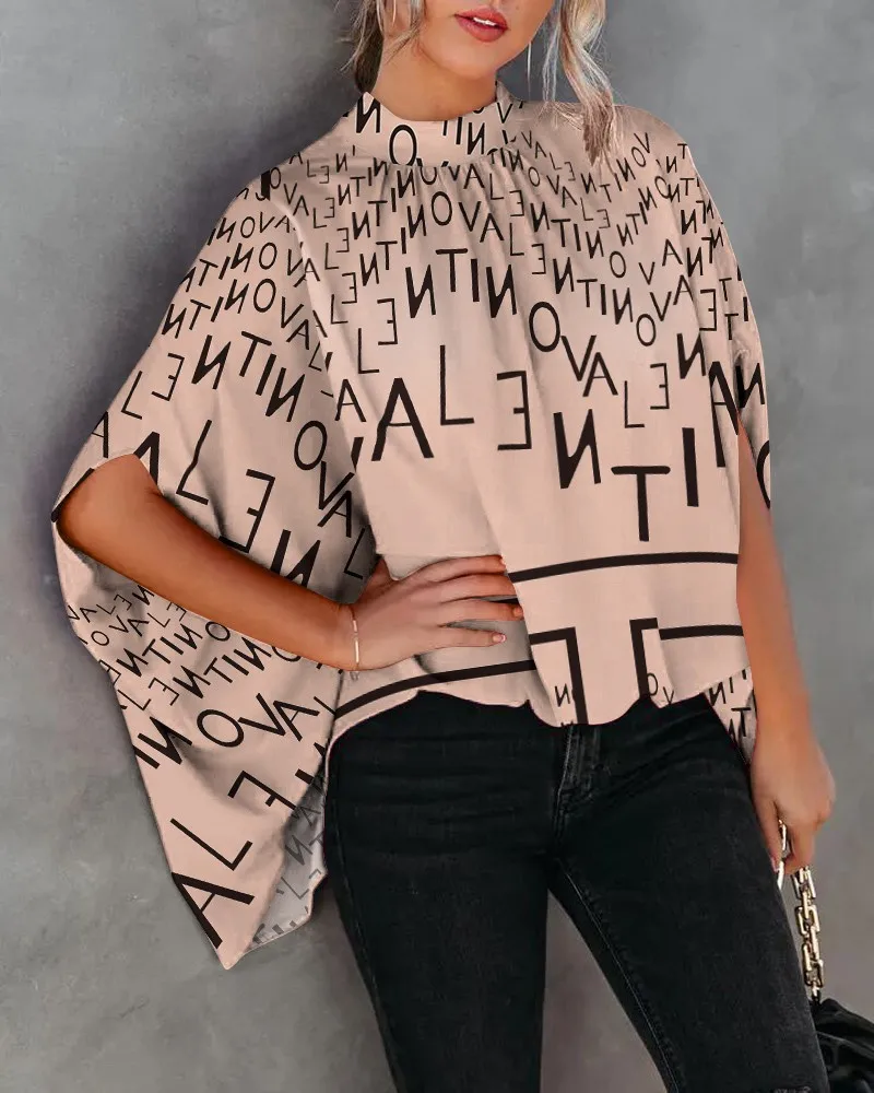 

Women T Shirt 2023 Women's Fashion Summer Leisure Fashion Print Split Bat Sleeve Top Harajuku Women Tshirt