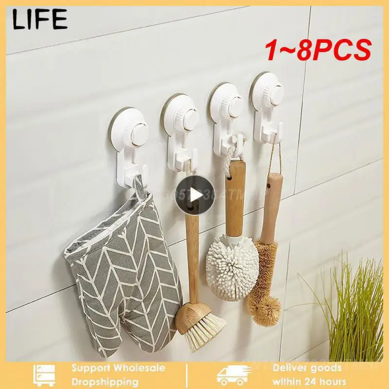 

1~8PCS Punch Free Suction Cup Hooks Strong Self Adhesive Door Wall Vacuum Hooks Clothes Hangers Hooks Towel Racks For Kitchen