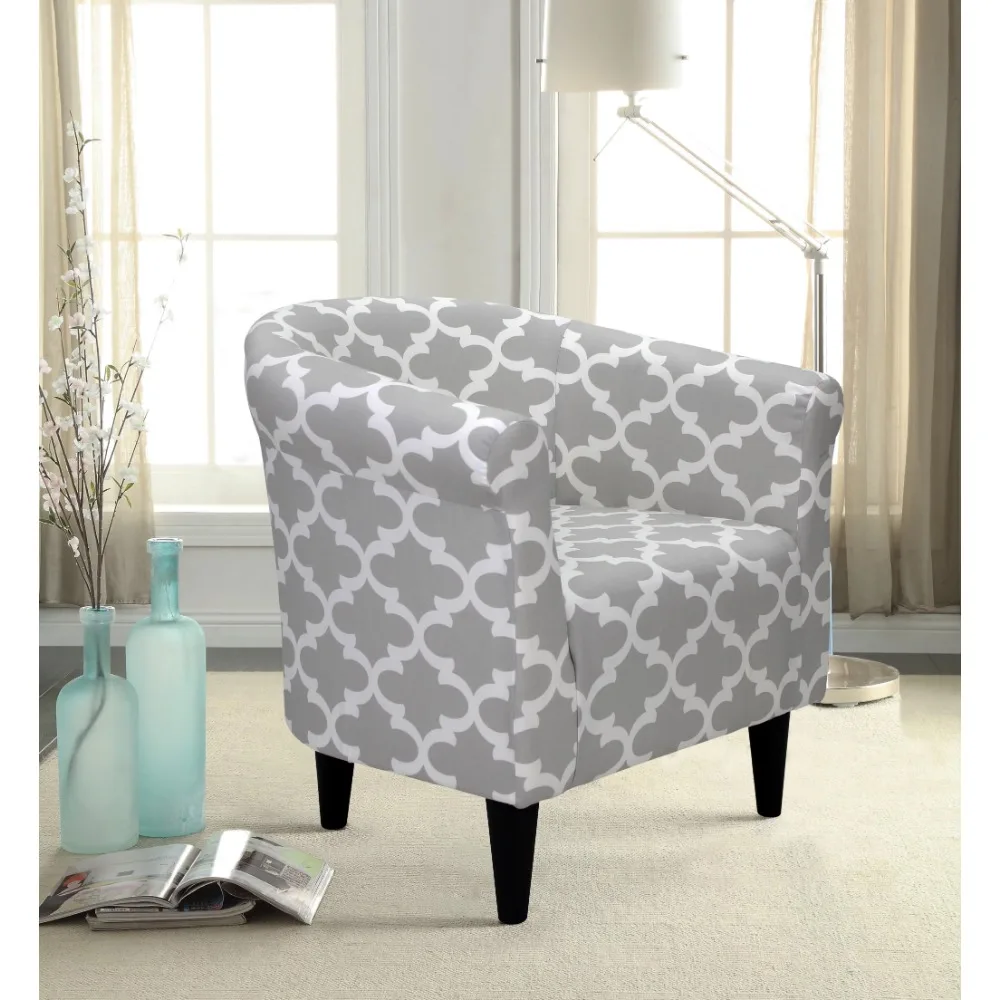 

Traditional Fabric & EPS Club Chair in Gray/White
