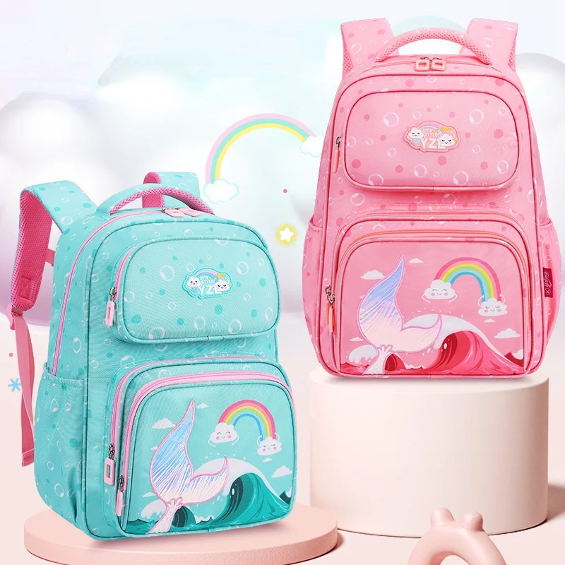Girl Princess Mermaid Fish Tail Cute Rainbow Fashion Schoolbags New Children Grade 1-3-6 Light Comfortable Light Backpacks Hot