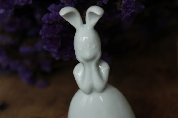 Mini Bunny Tea Ornaments Decoration Dress Pottery Artist Original Design Hand Gift Celadon Glaze |