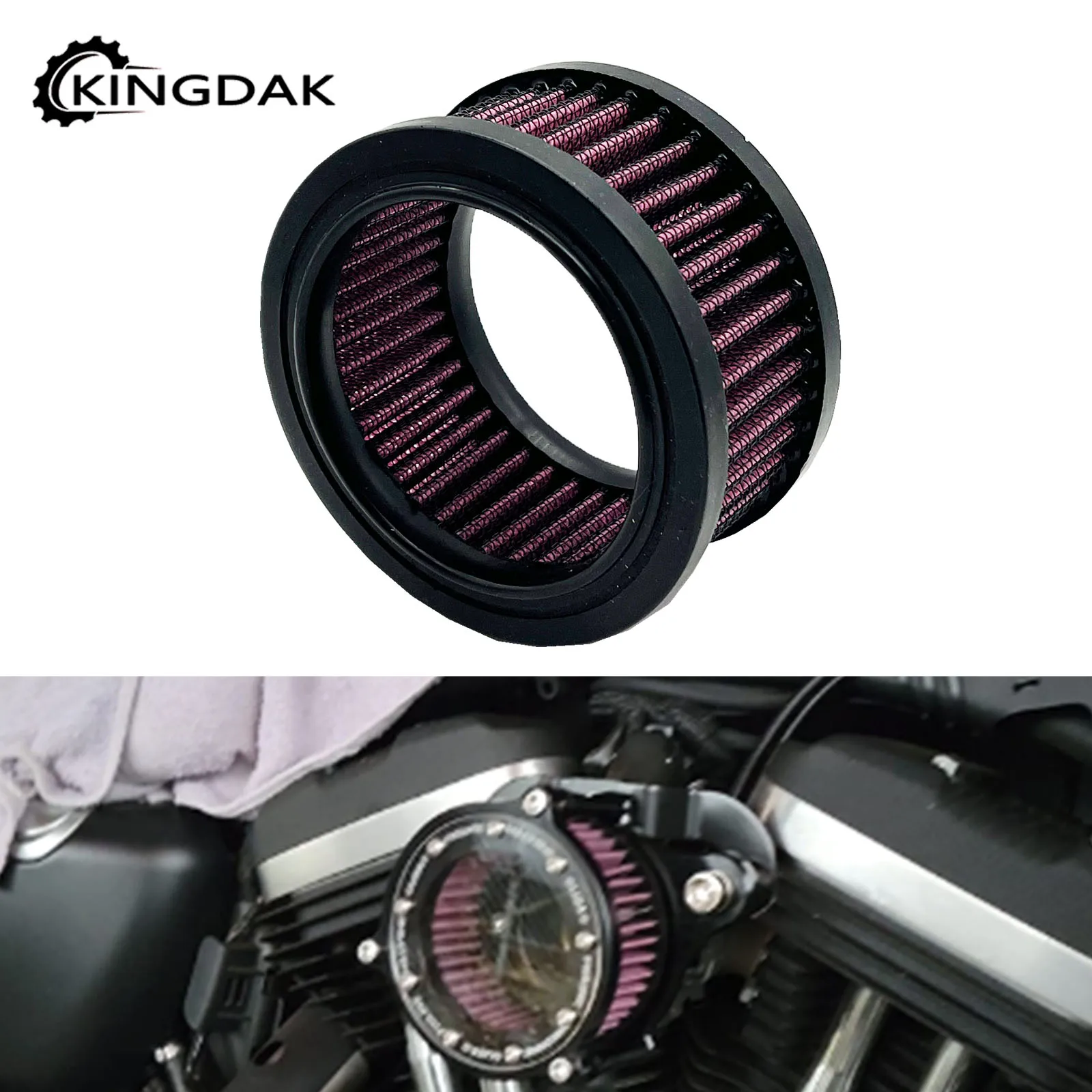 

Filtro de admisión de filtro de aire para motocicleta, pequeño transparente de aluminio para Harley Sportster XL883 1200 Iron 883 72 Forty-Eigh 1991-UP