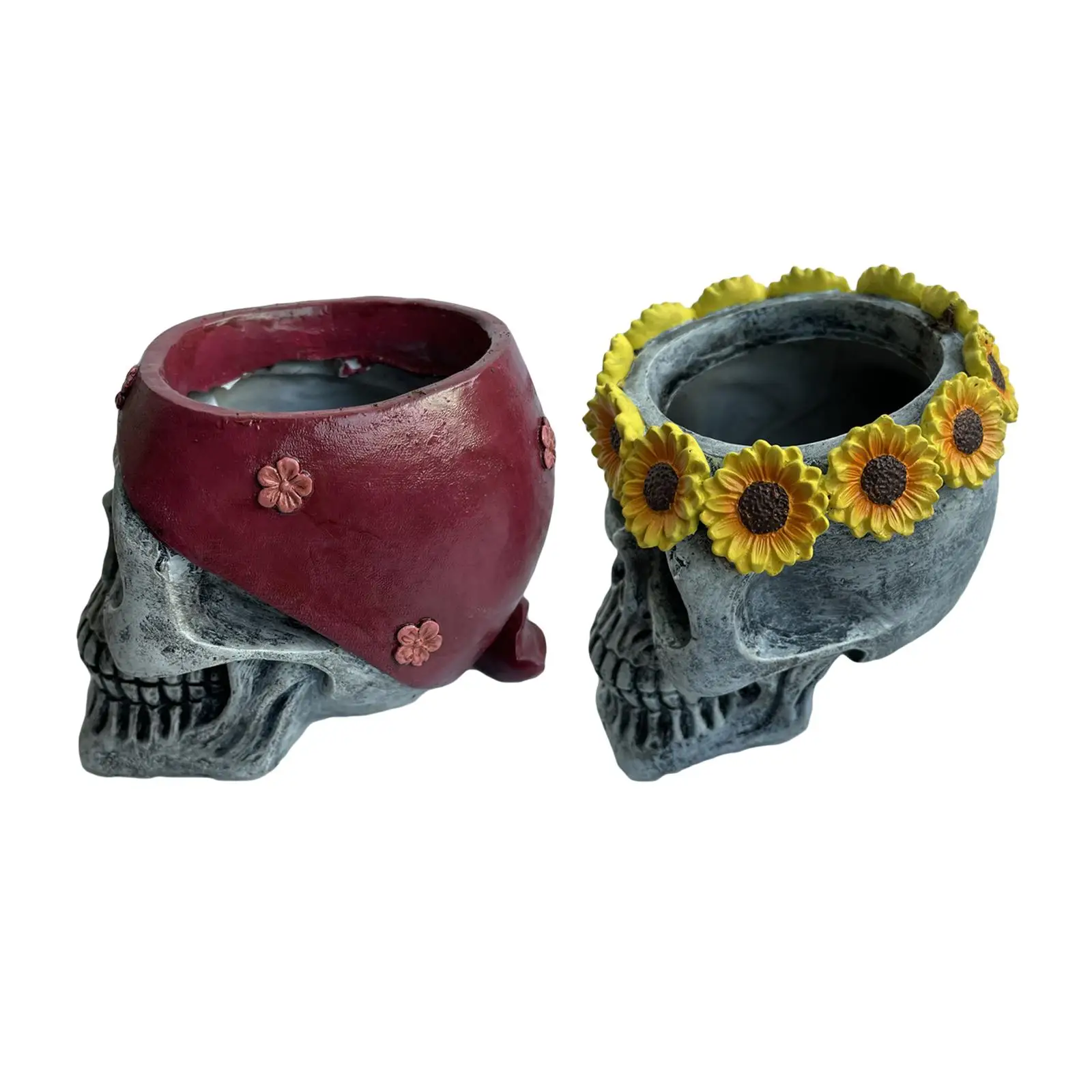 

Skull Flowerpot Resin Statue Creative 3D Artware Planter Container Holder for Balcony Halloween Party Bar Home Decoration