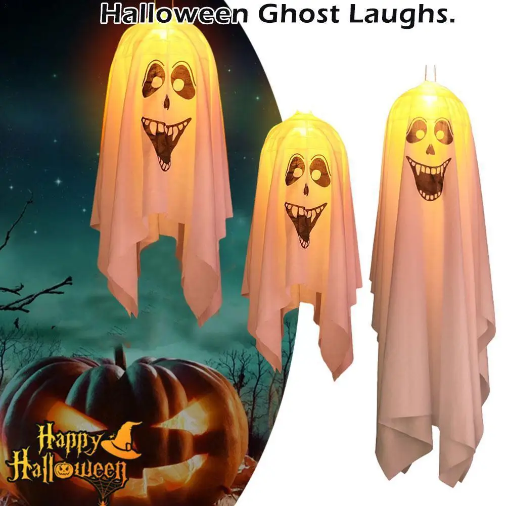 

Halloween Hanging Ghost Light Laughing Ghost Hanging With Powered Polyester Party Ornament Flying Lights LED Battery Ghost T1T5