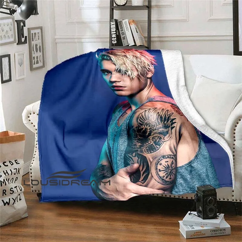 

Justin Bieber Canadian Singer Fashion Print Fluffy Blanket Home Bedroom Sofa Gift Four Seasons Sheet Plush Blankets and Throws