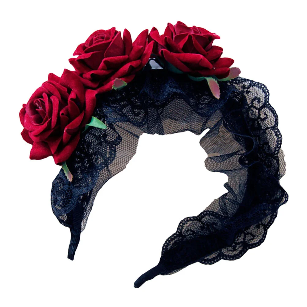 

1PC Rose Lint Hair Headband Wide Lace Hair Band Head Accessory for Lady Girls