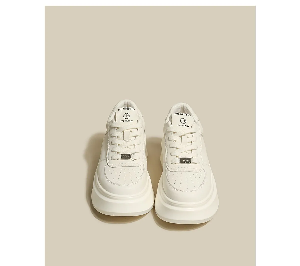 

2023 Spring New Thick Sole Small White Shoes Women's Matsuke Board Shoes Versatile Genuine Leather Breathable Bread Shoes