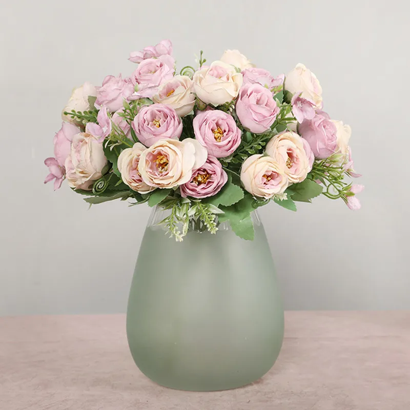 

Simulation 5 Forks 10 Spring Eternal Rose Real and Fake Flower Rose Wedding Decor Road Guide Artificial Flower Home Decoration