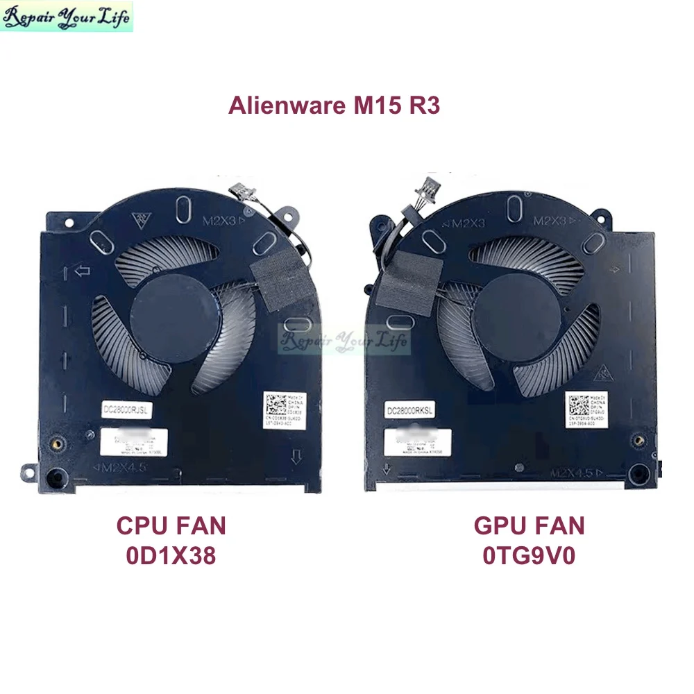 

0D1X38 0TG9V0 CPU GPU Cooling fans for Dell Alienware M15 R3 M15 R4 Laptop Cooler Fan Cooler Radiator D1X38 TG9V0 EG50061S1-C080