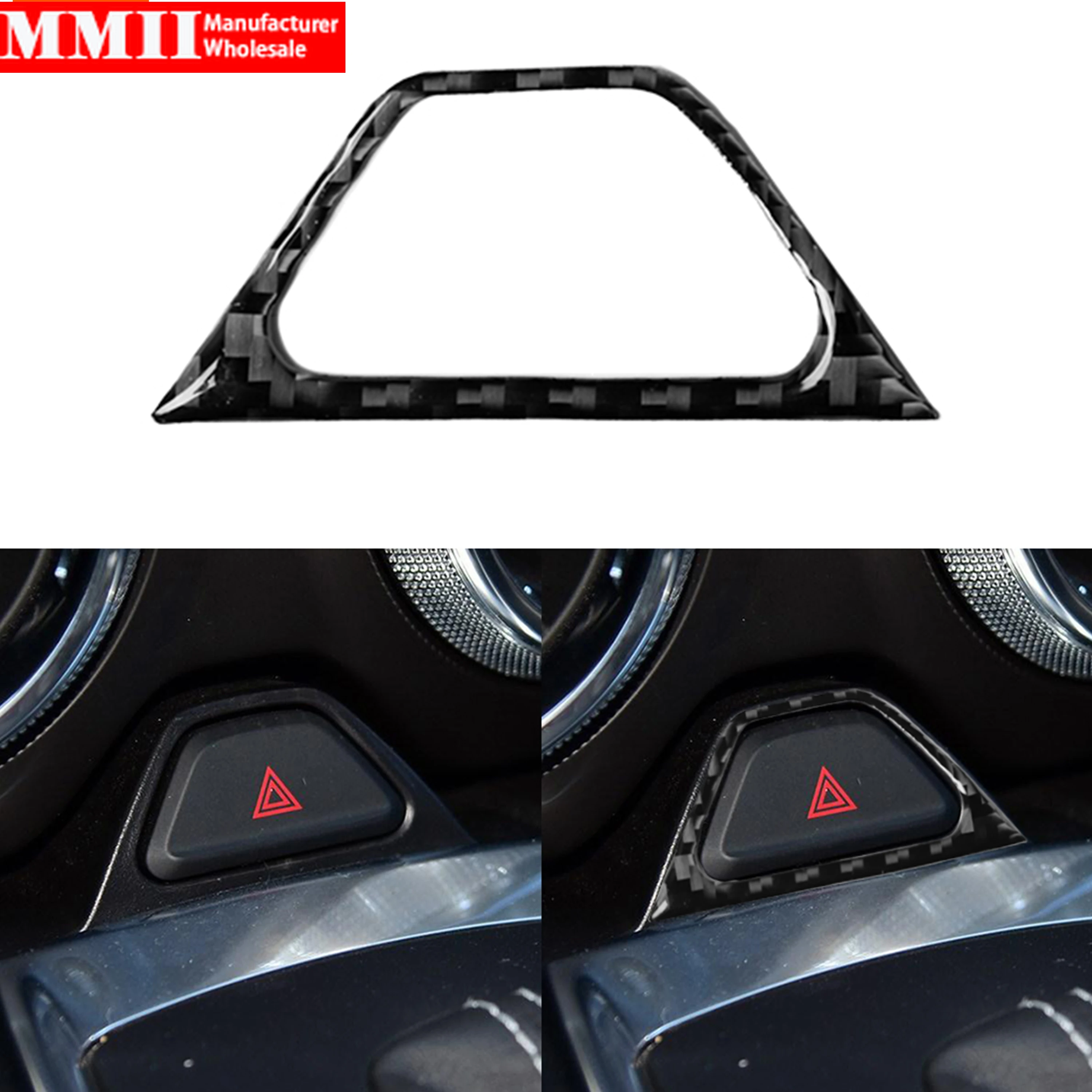 

For Chevrolet Camaro 2016 2017 2018 2019 Emergency Warning Light Frame Trim Carbon Fiber Accessories CoPilot Glove Box Sticker