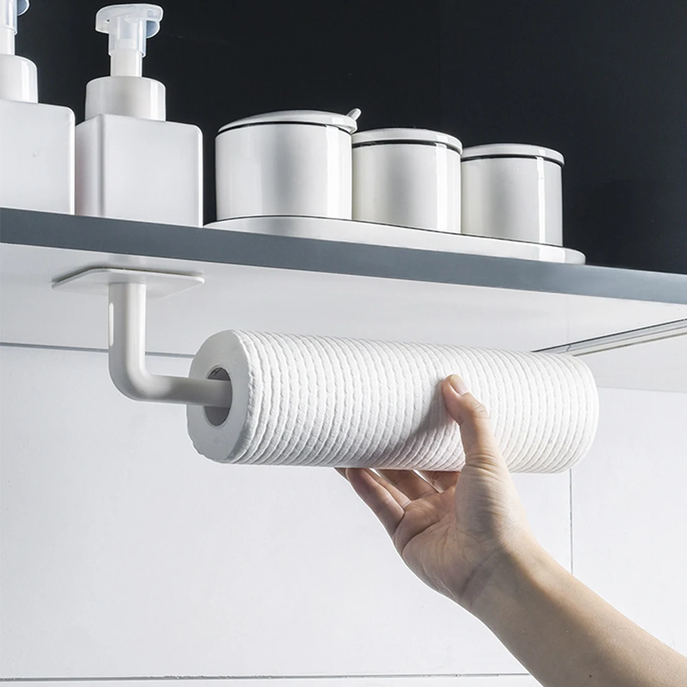 

Paper Roll Holder Plastic Wrap Holder Multifunction Pot Lid Organizer Cup Hanging Storage Stand Shelf For Kitchen Bathroom Acces