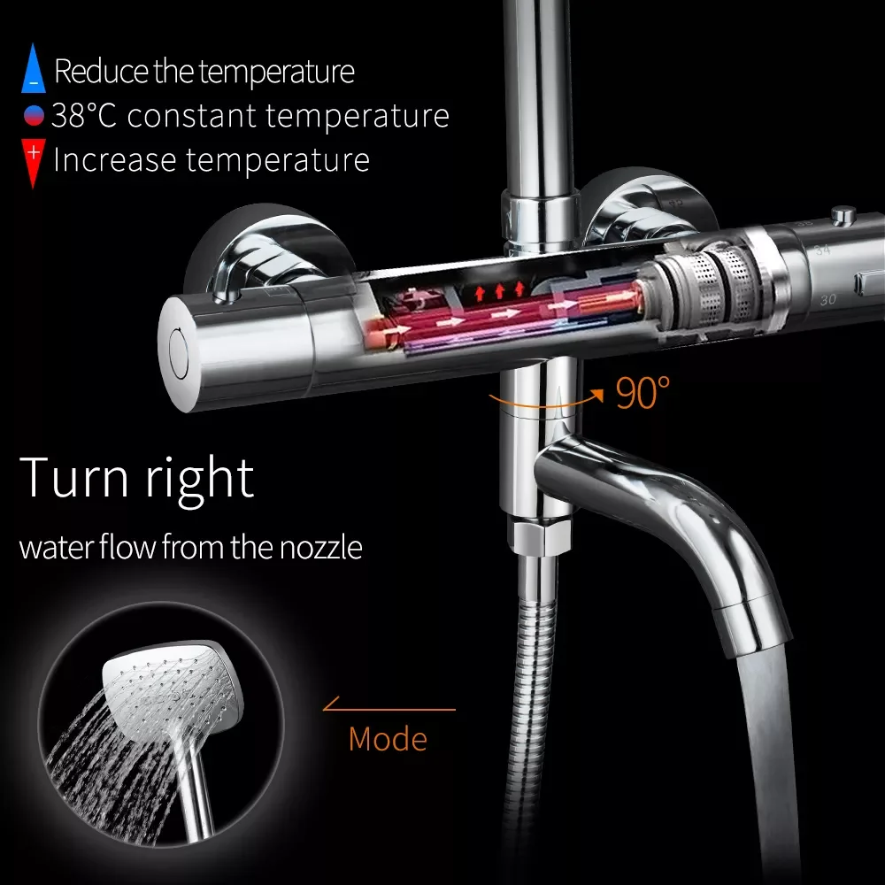 

Bathroom Thermostatic Shower Faucets Bathtub Faucet Brass Thermostat Water Mixer Multiple Models Choose TSM-009
