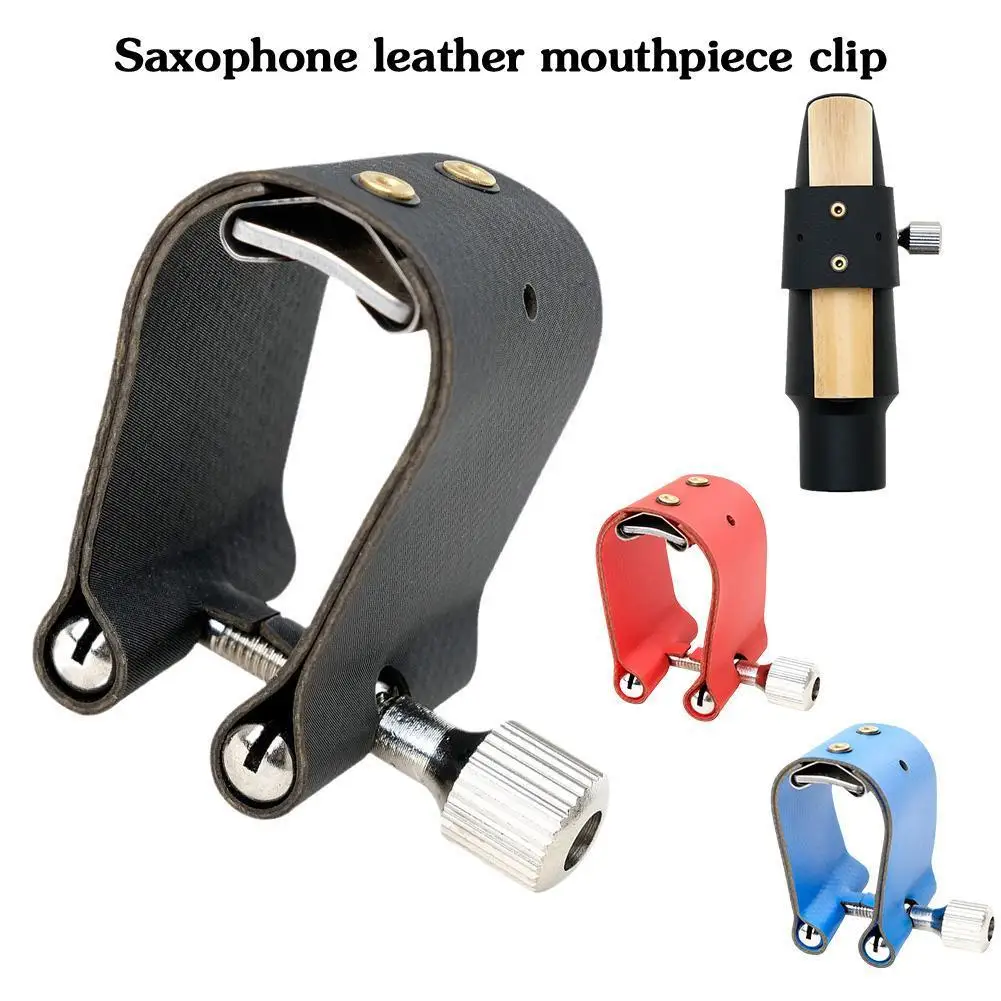 

U-shape Leather Single Screw Adjustment Saxophone Fastener Clip Compact Sax Ligature for Tenor Alto Soprano Saxophone