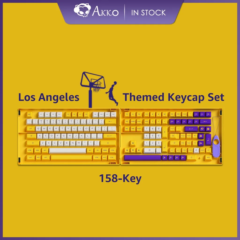 

Akko Los Angeles Themed Keycap Set 158-Key ASA Profile Full Keycaps PBT Double-shot for Mechanical Keyboards with Collection Box