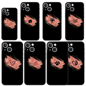 Phone Case For iPhone 13 12 11 14 Pro Max for iPhone XS Max XR X 7 8 6 6S Plus 13 12 Mini Coque Black rose gold gold frame girl