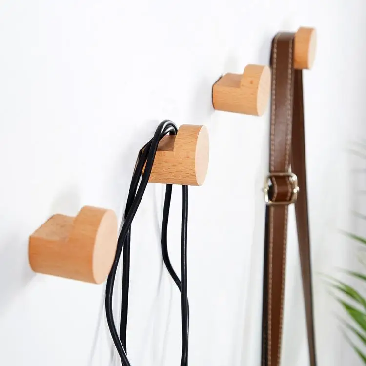 

6pcs Natural Wooden Wall Hooks Handmade Wall Mounted Coat Hooks Wall Hangers For Hanging Towels Clothes Bags