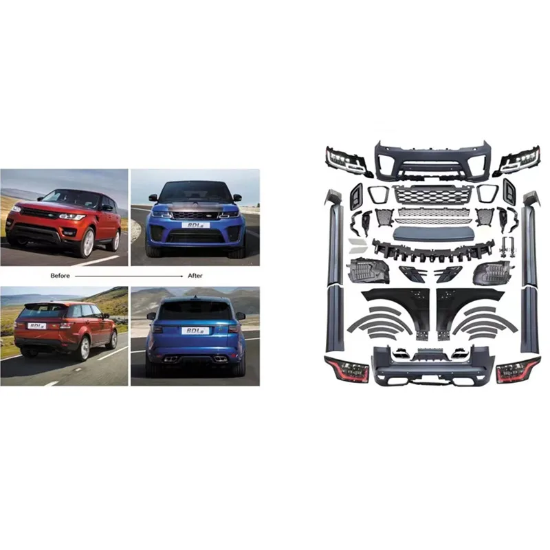 

Body Kit For RR Range Rover Sport 14-17 Upgrade 18- Up Body Parts Car Bumper Facelift SVR Bodykit With Head Lamps Tail Lights