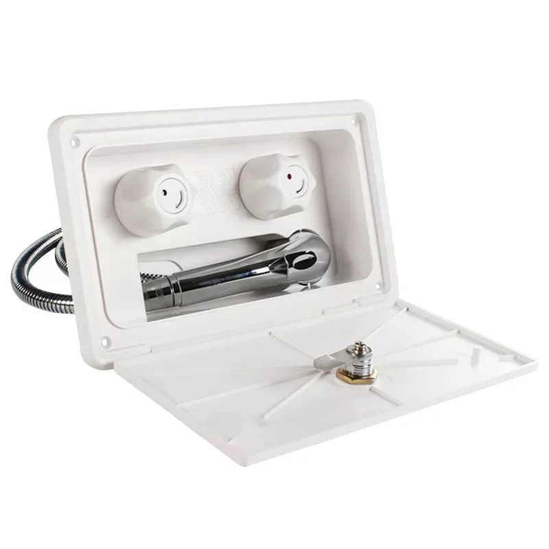 White/Black RV Exterior Shower Box Kit with Lock Boat Marine Camper Motorhome Caravan Accessories