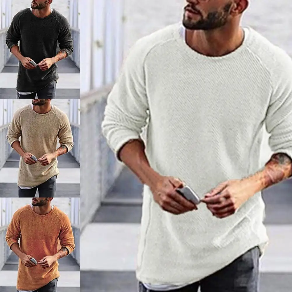 

Spring Men's Sweater Solid Color Knitted O Neck Loose Thermal Men Pullover Shirt Pullover Top Knitwear Men's Clothing Streetwear