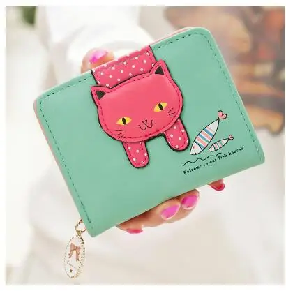Women Cute Cat Wallet Small Zipper Girl Wallet Brand Designed Pu Leather Women Coin Purse Female Card Holder Wallet