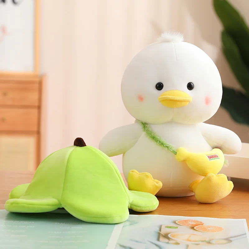 

New Kawaii 25-65CM Banana Duck Plush Toy Kawaii Ducks With Hat Stuffed Animal Soft Pillow Appease Doll Toys for Kids Girls Gift