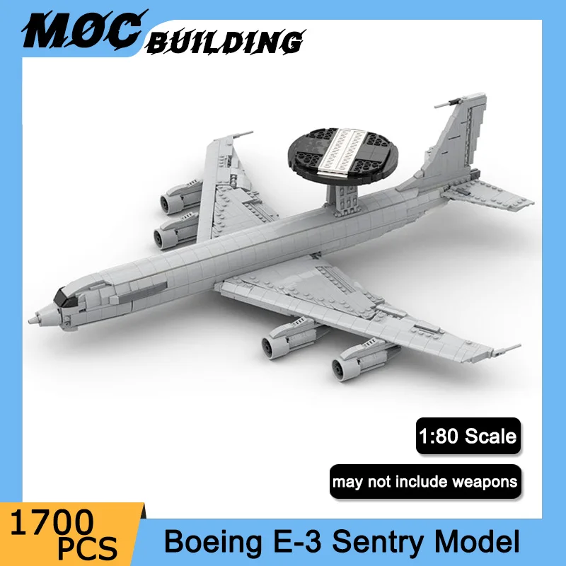 Конструктор MOC, Боинг E-3 Sentry, самолет ВВС, масштаб 1/80, строительные блоки для солдат, детские игрушки, подарки