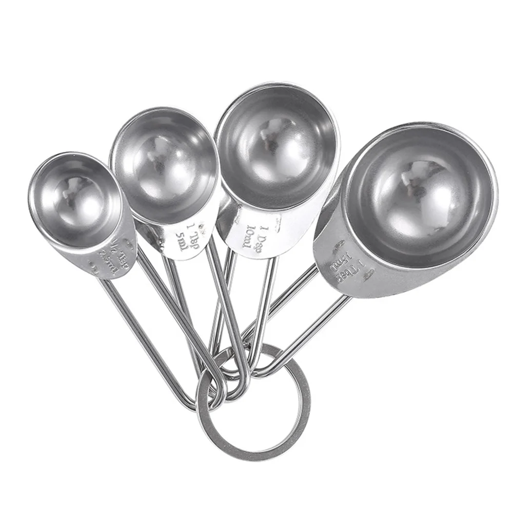 

4pcs Baking Measuring Spoons Portable Powder Spoons Kitchen Gadgets (Silver)