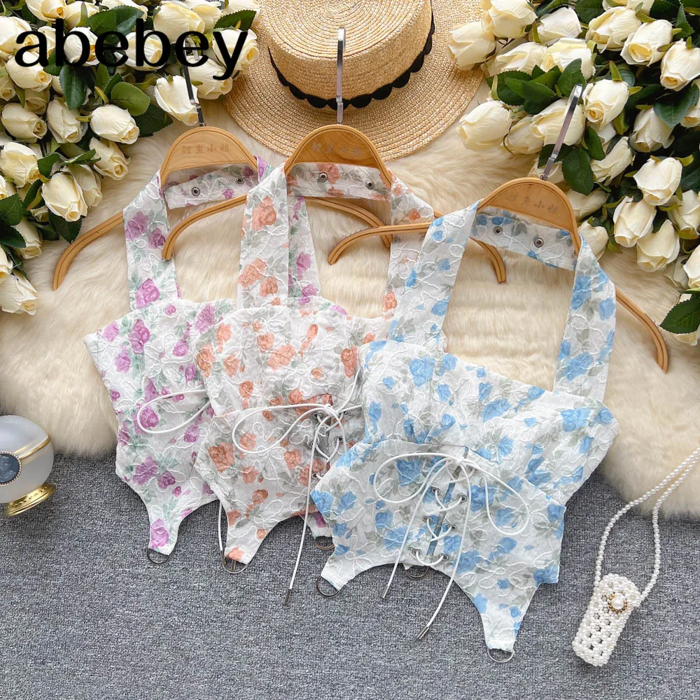 

Женский кроп-топ на бретельках, с открытыми плечами и принтом вишни