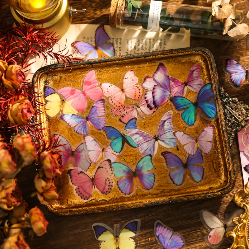 

40 шт., водонепроницаемые наклейки в виде бабочек