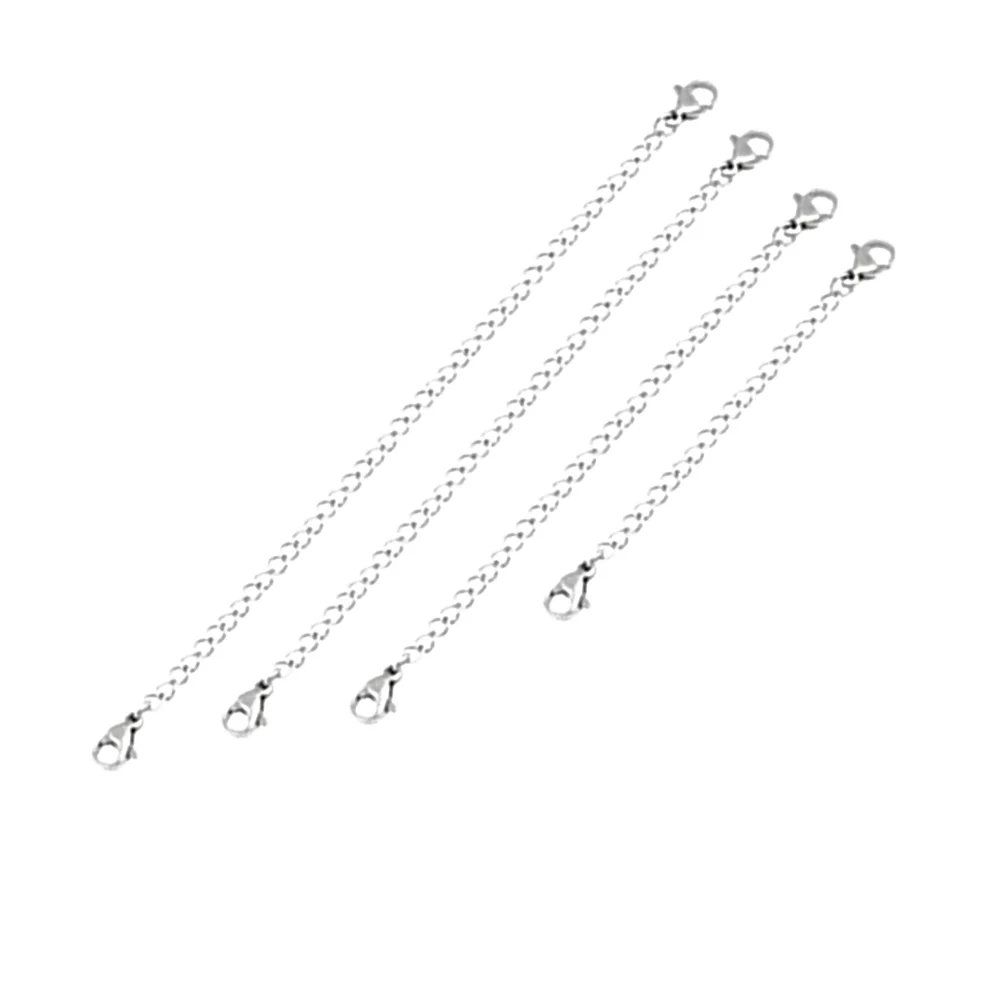 

4 PCS Sterling Silver Ankle Bracelet Chain Lobster Clasp Both Ends The Extender Diy accessories Stainless steel carabiner