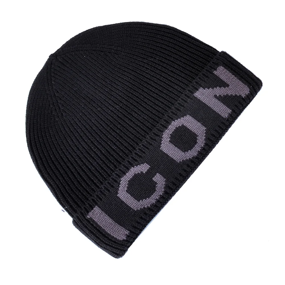 

Wholesale brand ICON letter embroidery ski cap men's women's autumn and winter warm outdoor knitted hat